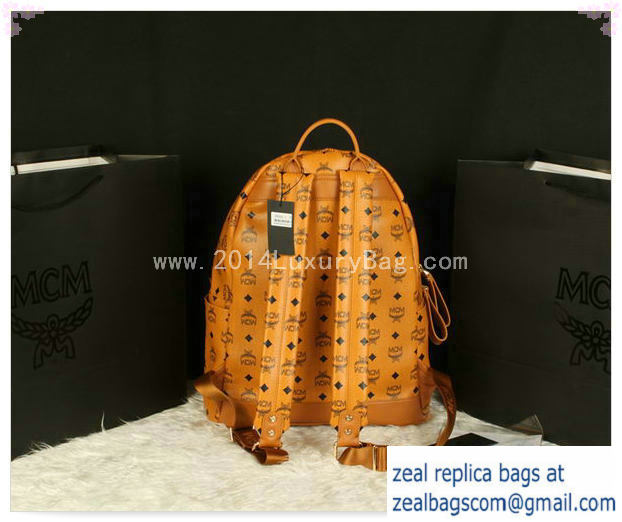 High Quality Replica MCM Stark Backpack Jumbo in Calf Leather 8006 Camel - Click Image to Close